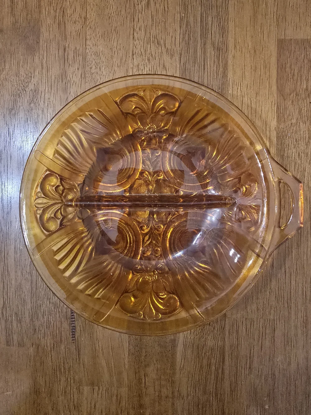 Vintage Indiana Glass Killarney Amber Divided Relish Serving Dish Mid-Century 8